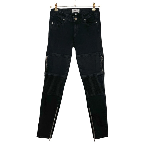 PAIGE Demi Skinny Moto Jeans in Black. Size 26 - Picture 2 of 8
